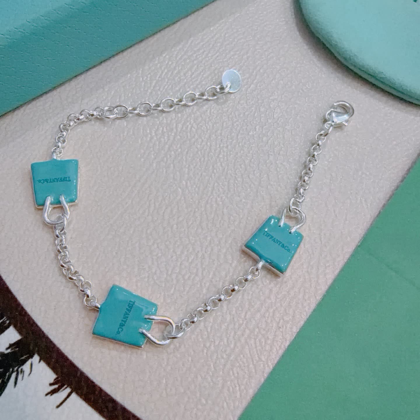 Tiffany & Co. Blue Enamel Lock Charm Bracelet